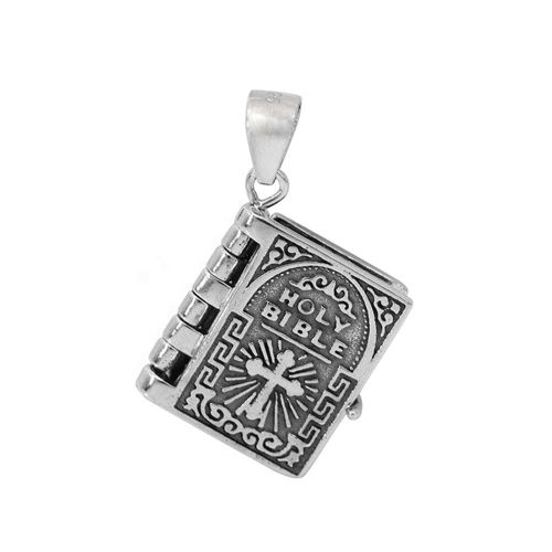 Holy Bible Pendant - Lord's Prayer on 'Pages' - Sterling Silver